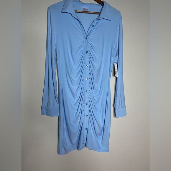 NWT No Boundaries Junior’s Light Blue Ruched Front Button Dress Size XL - Picture 4 of 8